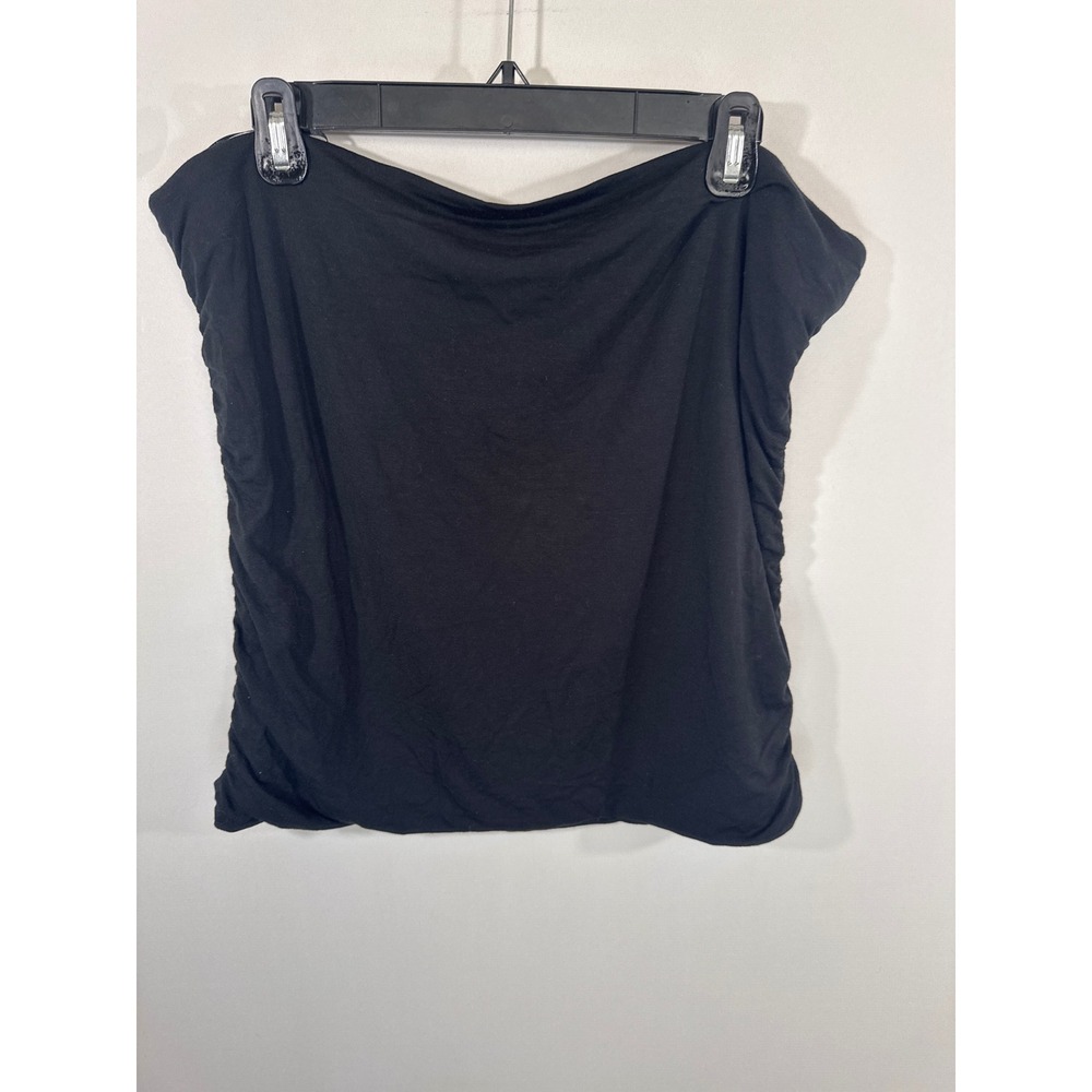 J.Crew Black Ruched Strapless Tube Top Women 2X BH969 Modal Stretch Summer Basic